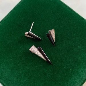 Sterling Silver & Diamond Geometric Earrings & Charm Set